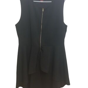 Blush Women's Black Peplum Sleeveless Zip Front Blouse Shirt Size 3x